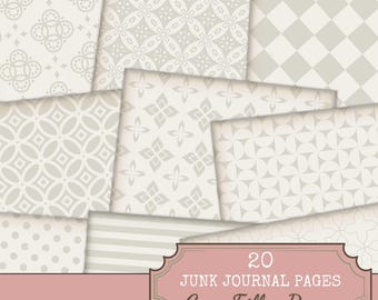 Light Grey Patterned Junk Journal Pages: Neutral Craft Paper (PDF Download)