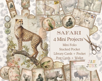 Safari Ephemera Bundle: 4 Printable Mini Journal Ephemera Projects (Digital Download )