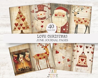 Love Christmas Junk Journal Kit: Vintage Holiday Ephemera (Digital Download, 40 Pages)