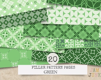 Green Pattern Junk journal Paper - Instant Download  Digital Paper Scrapbook Supplies