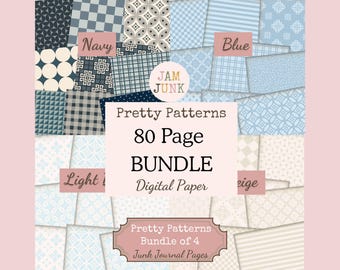 Papel de diario azul y beige: Páginas de scrapbooking con temática marina (descarga en PDF, 80 páginas)