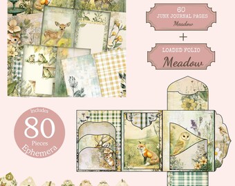 Wildflower Meadow Junk Journal Kit: Printable Scrapbook Pages (Digital Download