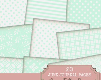 Lime Green Junk Journal Paper: 20 Patterned Pages (Digital Download)