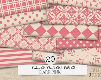 Dark Pink Junk Journal Paper: Rosy Patterned Pages (PDF Download, 8.5x11 in.)