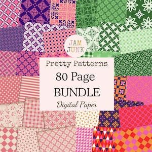 Patterned Paper Bundle: Pink Junk Journal Pages (Digital Download, 80 US Letter Pages)