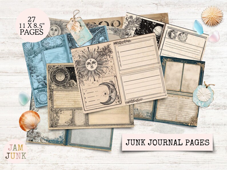 Old Moon’s Celestial Junk Journal Printable | 27 Mystical Pages | Stars ...
