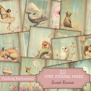 Pastelkleurige grillige ongewenste dagboekpagina's, sprookjesachtige fantasie scrapbookingateliers, 12 dubbelgevouwen pagina's, eigenzinnig geïllustreerd ongewenste dagboekpapier