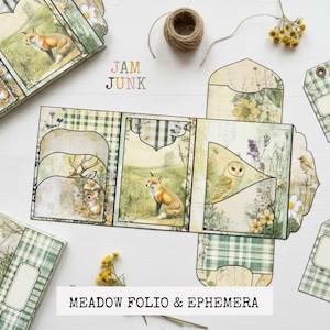 Meadow Junk Journal Folio Kit: 80+ Vintage Ephemera Pieces (Digital Download)