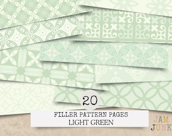 Pretty Patterns - Light Green – 20 Page Digital Paper Set for Junk Journals