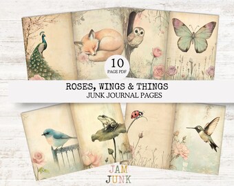 Vintage Animal Junk Journal Pages: Woodland Printable Paper (PDF Download 8.5x11in)