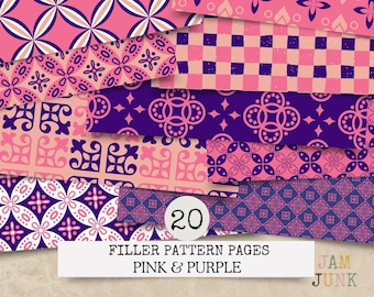 Pretty Patterns Junk Journal Paper: 20 Page Digital Scrapbook Kit (PDF Download)