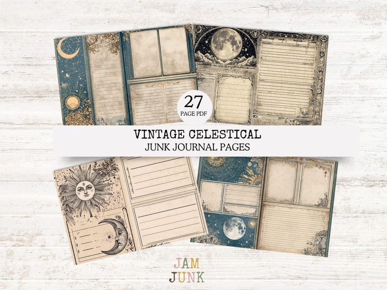 Old Moon’s Celestial Junk Journal Printable | 27 Mystical Pages | Stars ...