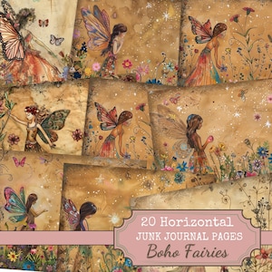 Papier imprimable Fairy Junk Journal, Pages de journal indésirable, scrapbooking numérique, papier de fond, téléchargement numérique
