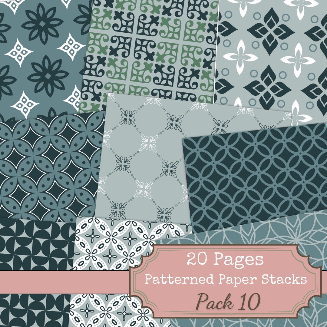 Journal Pattern Paper Design Pretty Patterns – 20 Page Digital Paper Set for Junk Journals Pack 10 ...