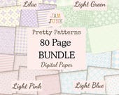 Pastel Pattern Paper Pack: Scrapbook Junk Journal Backgrounds (Digital Download, 80 Pages Total)