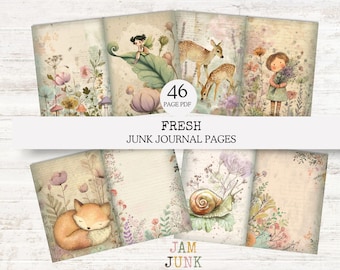 Woodland Animals Junk Journal Kit: Cottagecore DIY Paper Craft (Digital Download, 46 Pages)