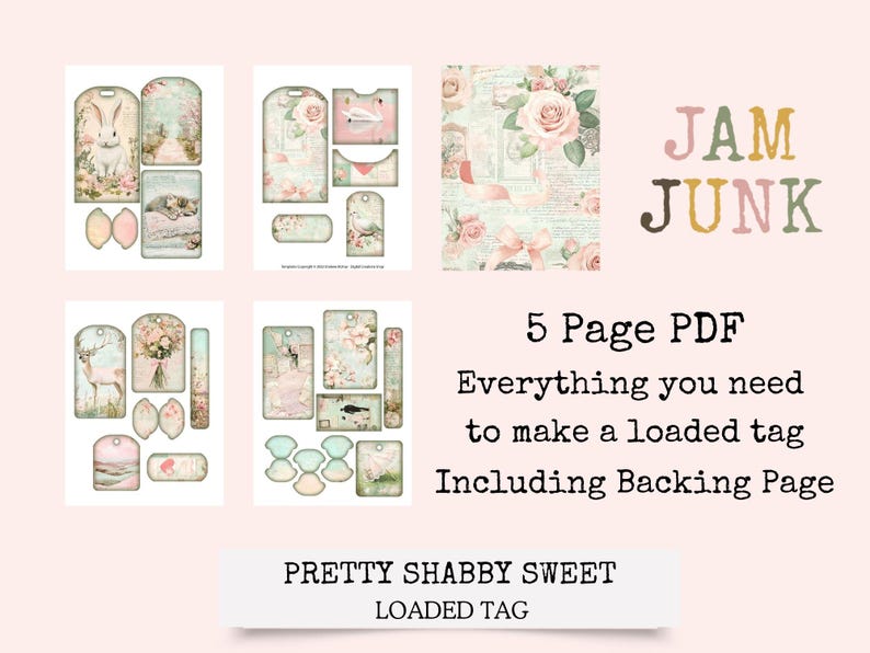 Loaded Tag Insert Pretty Shabby Chic Loaded Tag Kit | 5 Page Printable PDF |shabby Chic ...