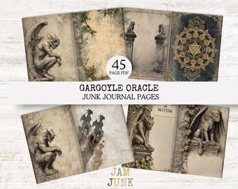 Gargoyle Oracle Junk Journal Kit: Gothic Digital Paper (45 Page PDF Download)