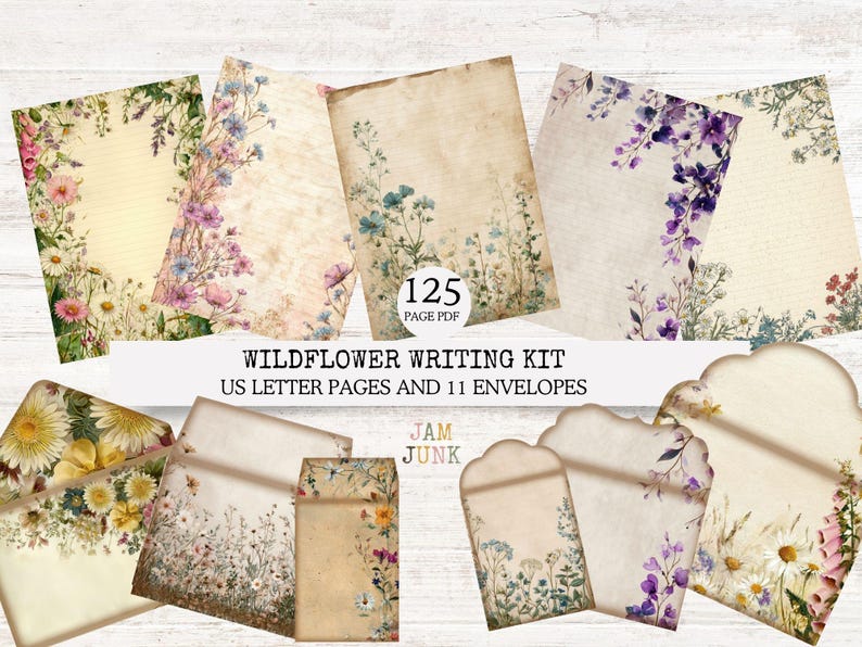 May include: A Wildflower Writing Kit featuring US letter pages and envelopes. The stationery has a vintage aesthetic with floral designs in shades of pink, purple, yellow, and blue. The kit includes 125 pages and 11 envelopes.