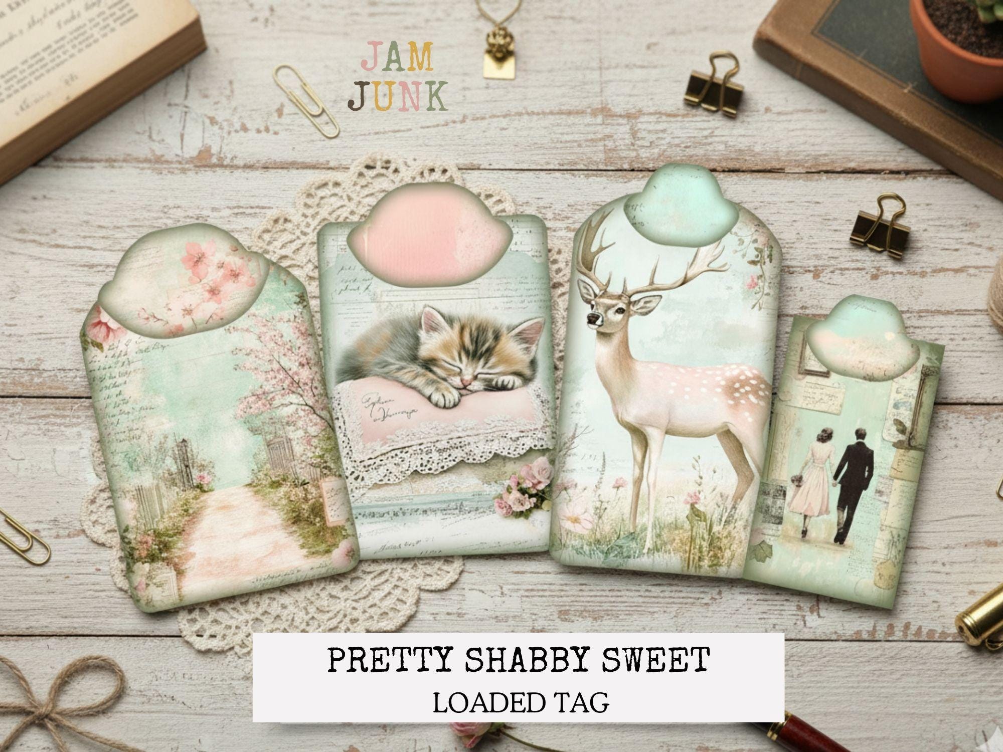 Pretty Shabby Chic Loaded Tag Kit | 5 Page Printable PDF |shabby Chic ...