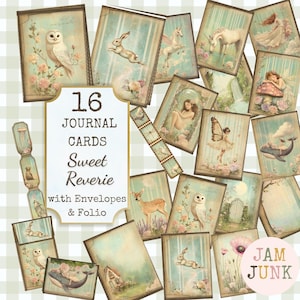 Whimsical Fairytale Journal Cards: Unicorns, Mermaids, Stamps (Digital Download)
