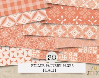 Peach Pattern Paper, 20 Page Digital Download, Pretty patterns for Junk Journals, scrapbooks, Peach backgrounds