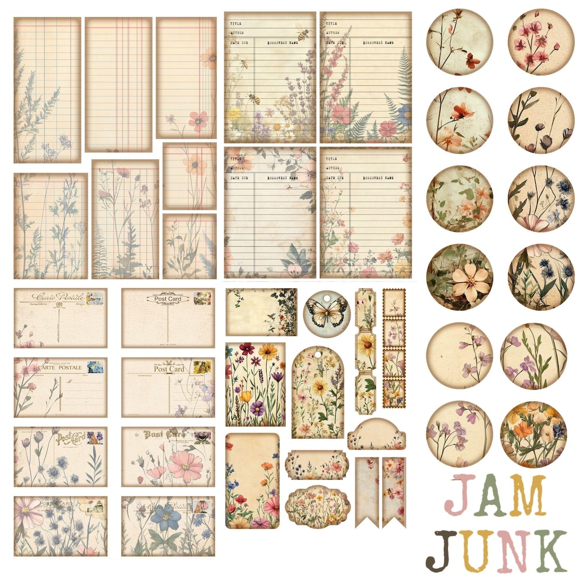 Vintage Wildflowers Ephemera Folio, 2 Loaded Folders With Page Pockets ...