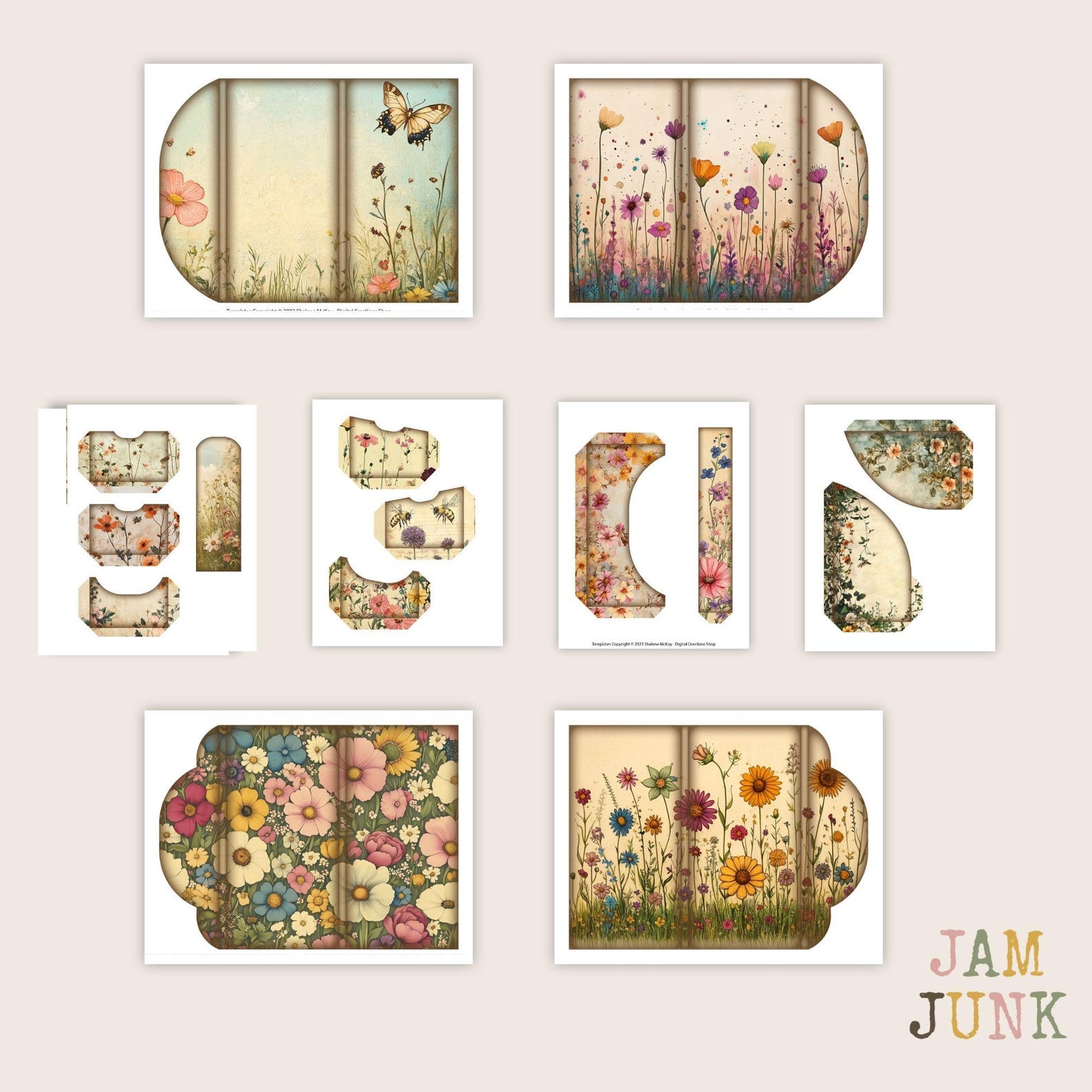 Vintage Wildflowers Ephemera Folio, 2 Loaded Folders With Page Pockets ...