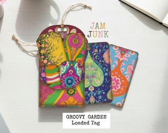 Groovy Garden Loaded Tag – Digital Printable Ephemera (4 Pages + Backing Sheet) PDF Download and Print.
