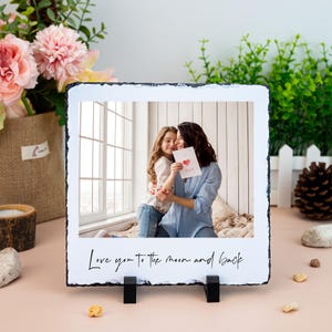 Personalized Photo Slate Gift, Slate Photo Frame for Anniversary, Wedding, Christmas & Birthdays, Photo Rock Slate, Unique Home Decoration
