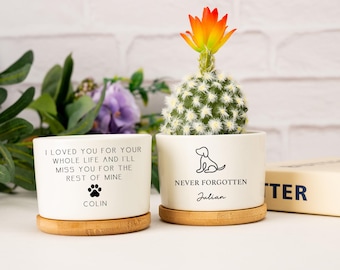 Forever Loved Pet Memorial Planter,Pet Ceramic Plant Pot,Dog Sympathy Gif,Sympathy Gift for Dog Cat Loss,Pet Parents Gift, Pot Pet Name