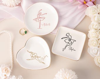 Piatto portagioie personalizzato per danza classica, piatto portaanello per danza classica per bambina, regalo per insegnante di danza, regalo per ballerina classica, regalo per squadra di danza, regalo di compleanno e Natale