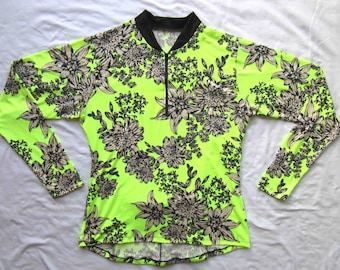 Women's bike jersey Long Sleeve Neon Floral Print - Small, Medium Large Available