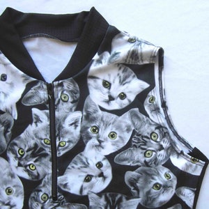 Women's Bike jersey Cat Print Grey tones - XS thru Plus size 1X