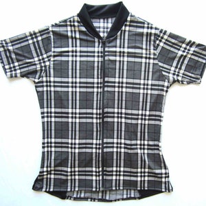 SALE Women&#39;s cycling bike jersey top Classic plaid Short sleeve full zip- Small