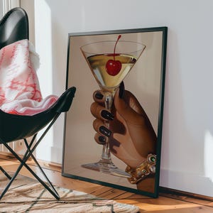 Black Woman Art, Martini Art Print, Black Female Art, Trendy Prints, Femme Fatale, Girly Wall Decor