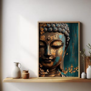 Buddha Wall Art, Boho Buddha Decor, Zen Meditation Print, Spiritual Lotus Flower Art, Mindfulness Home Decor