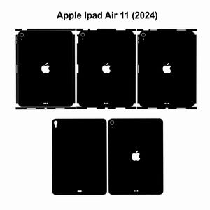 May include: Black and white silhouette of an Apple iPad Air 11 (2024) with a front and back view. The iPad is shown with a black screen and the Apple logo.