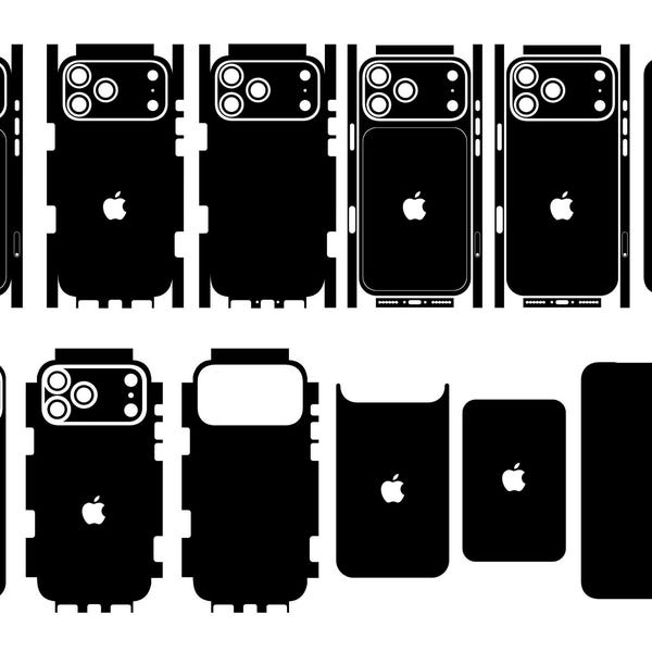 iPhone 17 Pro Max Case Template With Sim & eSim Cut Files SVG DXF PNG