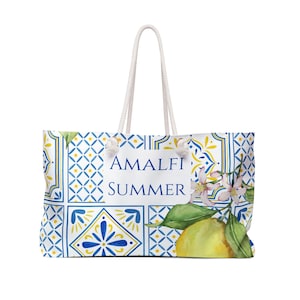Amalfi Summer Weekender Bag | Vacation Tote, Travel Essentials, Beach Bag, Stylish Carryalls, Mediterranean Design