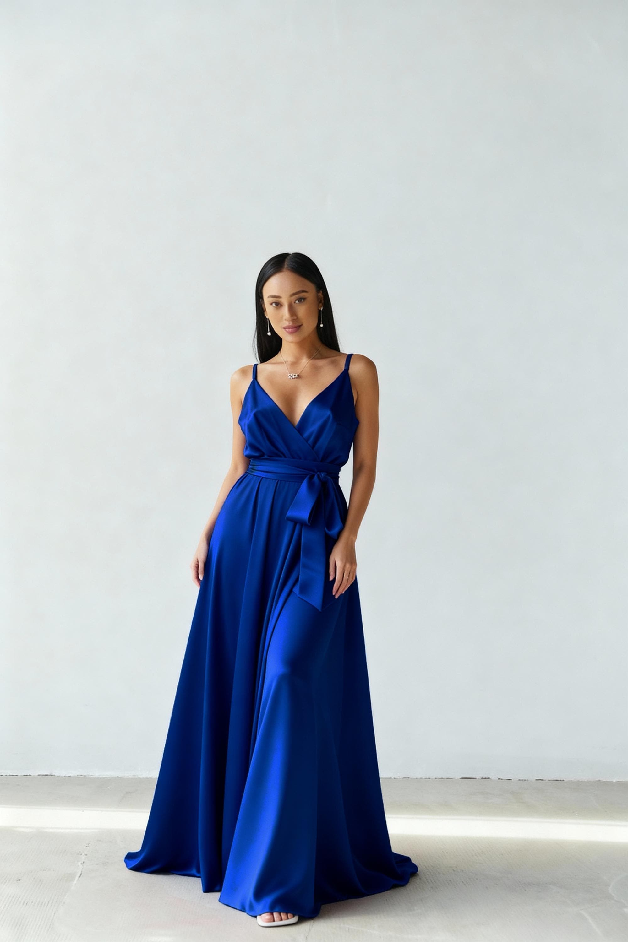 Sapphire Blue Satin Maxi Dress, Wrap Formal Evening Gown - Etsy Sapphire Blue Satin Maxi Dress, Wrap Formal Evening Gown - Etsy