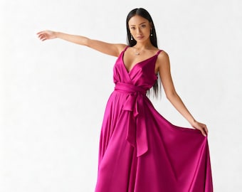 Magenta Maxi Dress. Floor Length Dress. Long Bridesmaid Dress. - Etsy