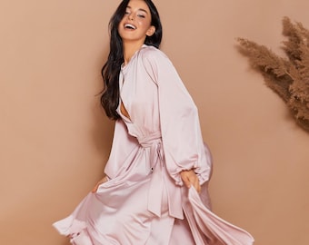 slim fit dress slacks La Lune Bias Cowl Midi Dress | Desert Rose | Dresses main image 1
