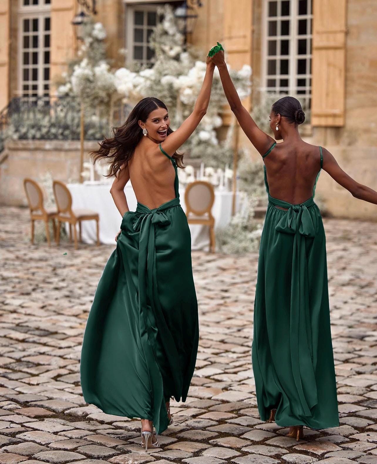 Emerald Dress Open Back - Etsy