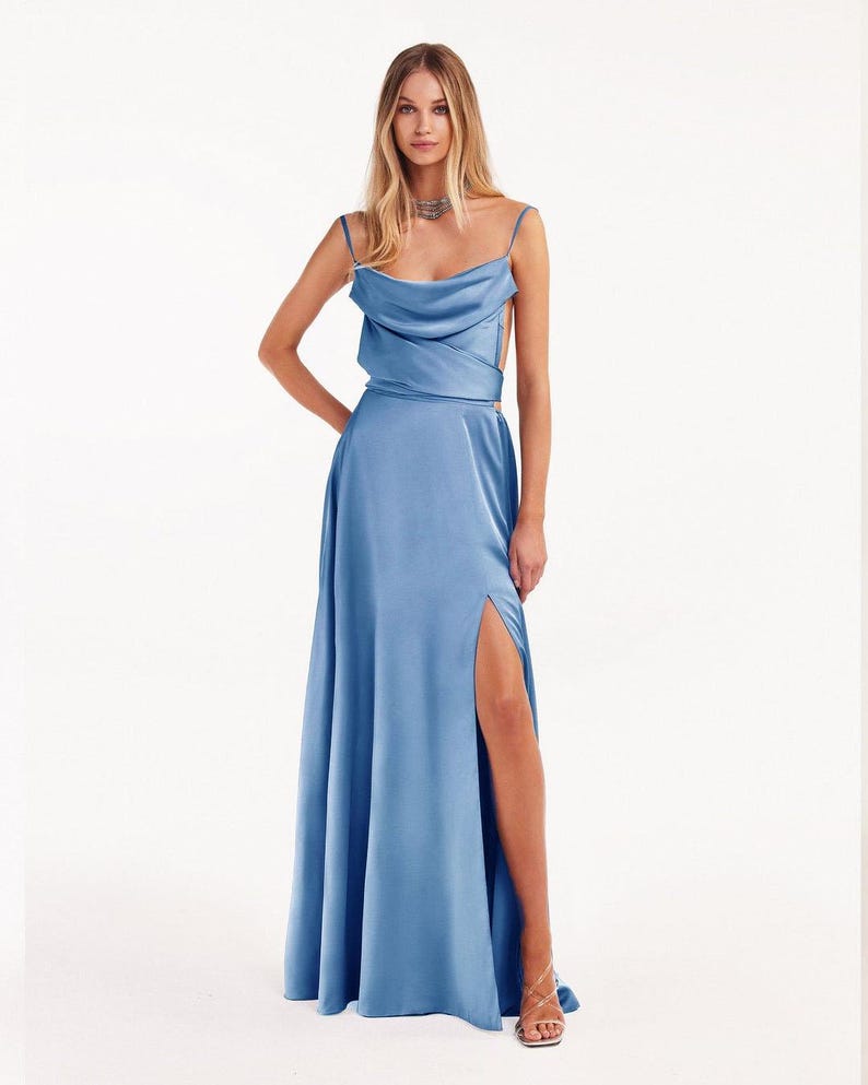 Sky Blue Sleeveless Formal Party Maxi Dress