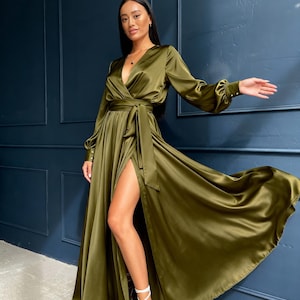 green long sleeve maxi dress Yolanda Long Sleeve Maxi Dress