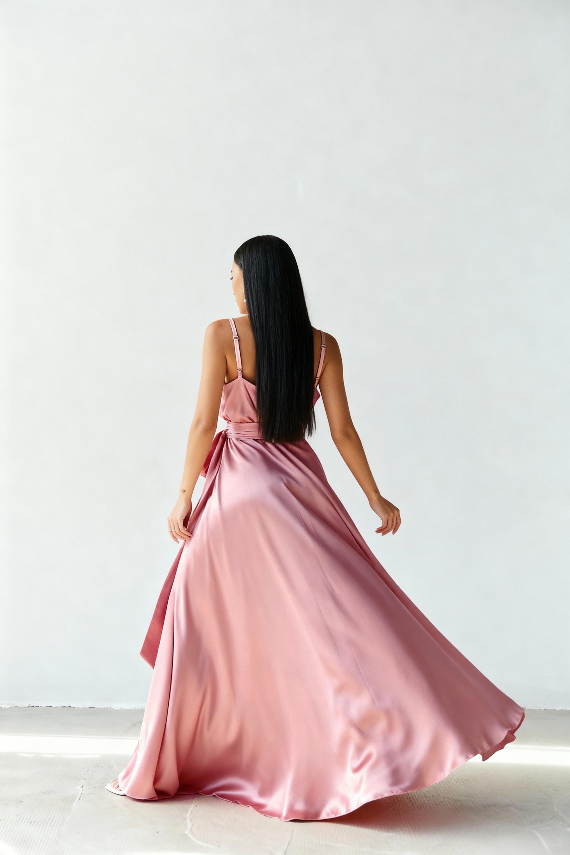 green emerald velvet dress Dusty Pink Satin Frill Hem Short Sleeve Midi Dress  AX Paris