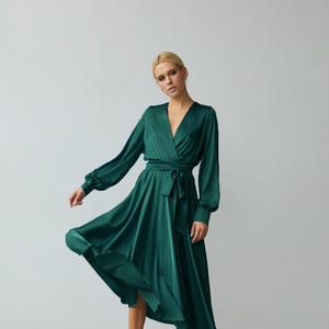 emerald green chiffon asymmetric strap draped midi dress Chiffon Ruffle Detail Asymmetric Midi Dress Green