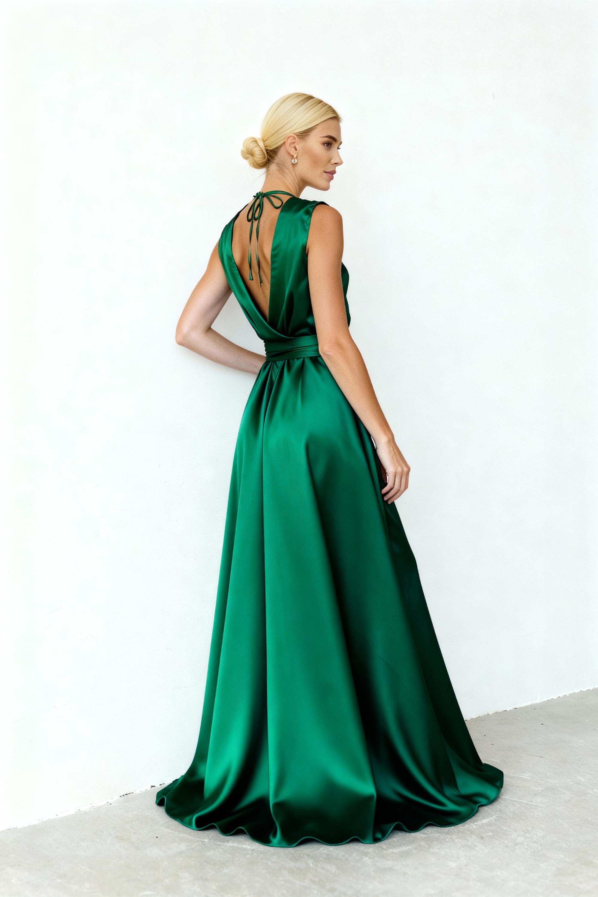jade green satin dress Jade Satin Dress main image 0