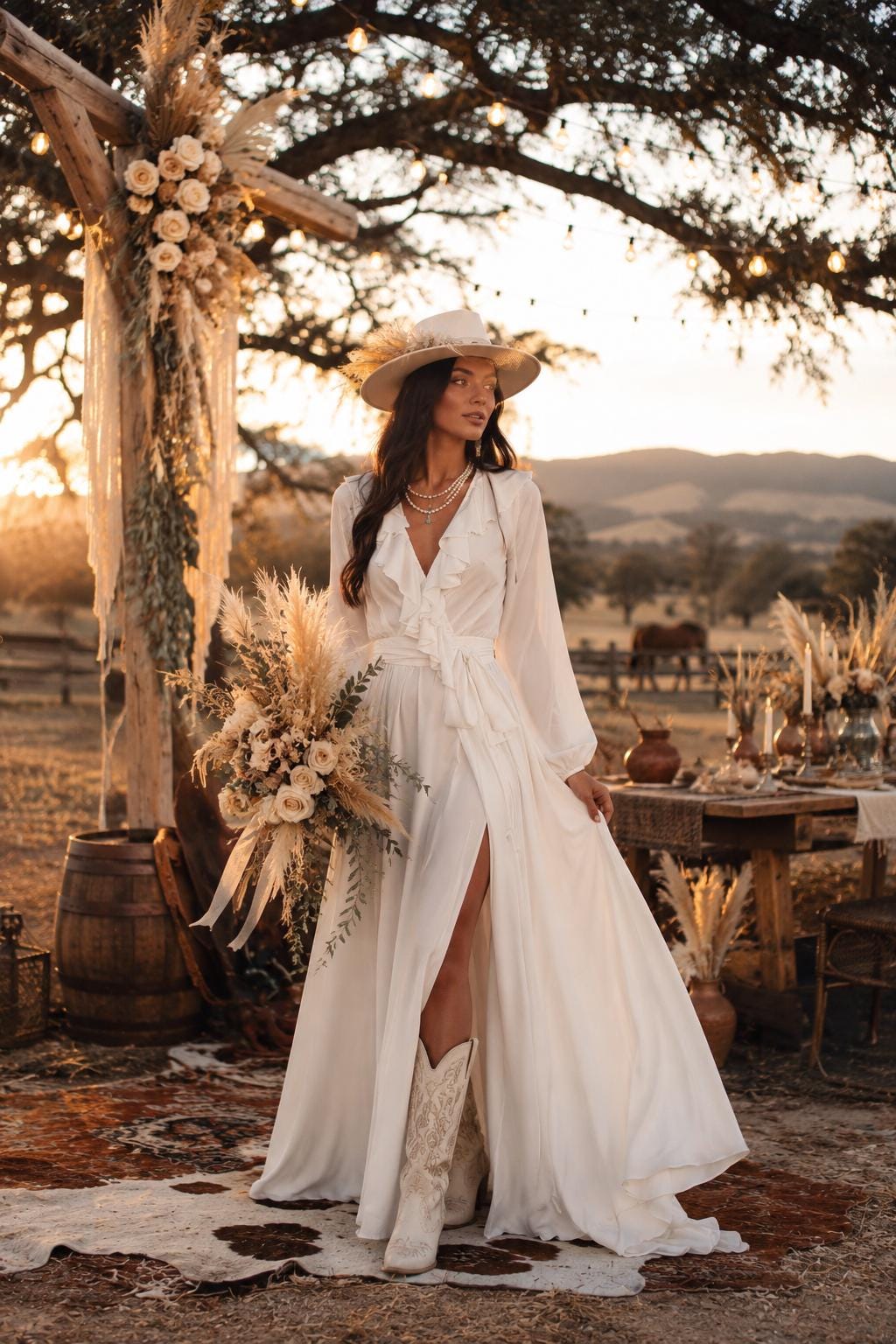boho western white dress Rustic white western dress